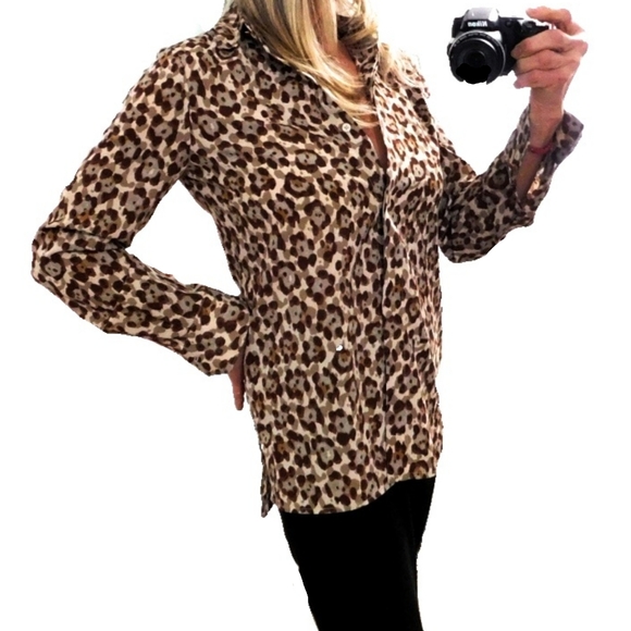ELLEN TRACY WMNS XS ANIMAL PRINT LNG SLV TOP - Picture 2 of 5